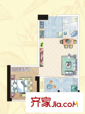 众一富东广场F户型 1室1厅1卫1厨