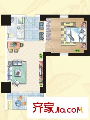 众一富东广场D户型 1室1厅1卫1厨