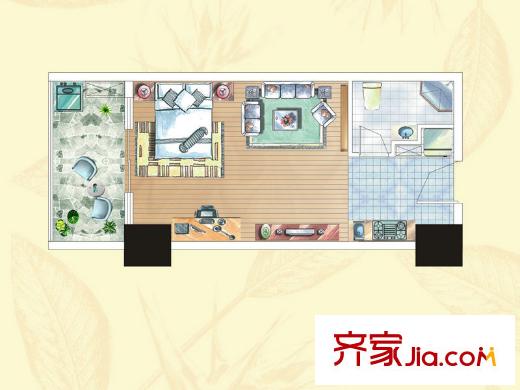 众一富东广场C户型 1室1厅1卫1厨