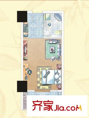 众一富东广场A户型 1室1厅1卫1厨