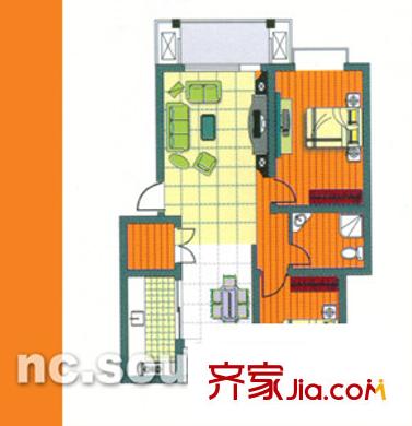 凤凰雅居户型图雅致两房 2室2厅1卫1厨