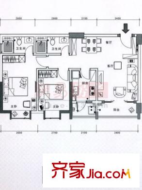 福州路郊区武装部宿舍 户型图