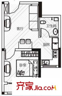 佑营街户型图户型图 1室1厅1卫1厨