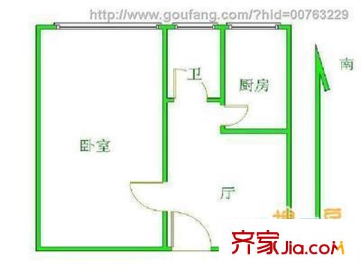 城市经典户型图户型图 1室1厅1卫1厨
