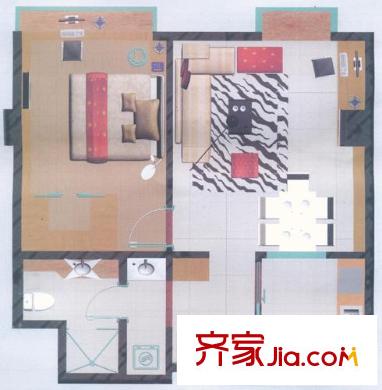 胜利名座(嘉德福公寓)户型图公寓G户型 1室1厅1卫1厨