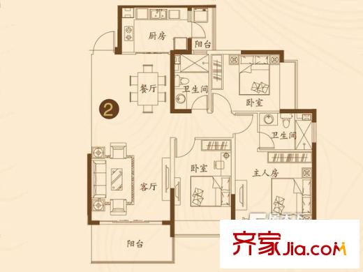 恒大名都 三居室户型图