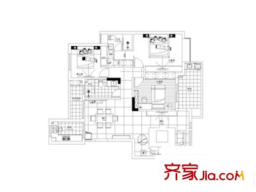 八一大道财富广场 3室 户型图