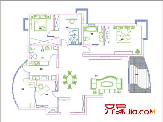 美羅江畔 3室 戶(hù)型圖