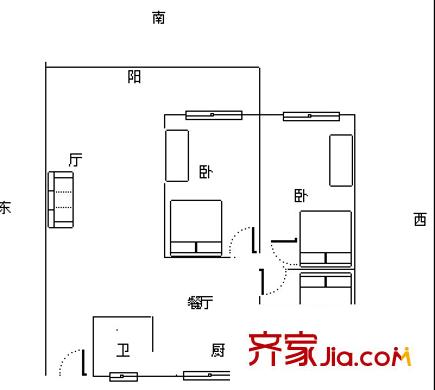 安石路保险公司宿舍 3室 户型图