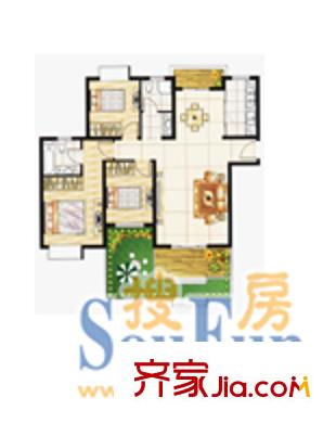 安石路保险公司宿舍 3室 户型图