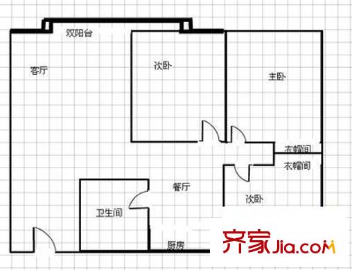 安石路保险公司宿舍 3室 户型图