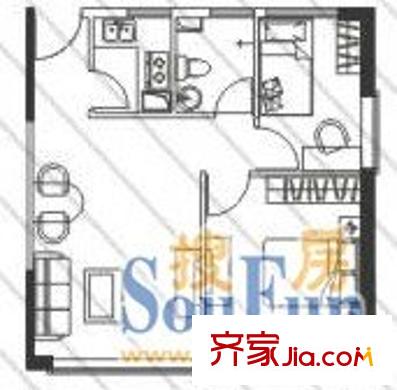 胜利广场 1室 户型图