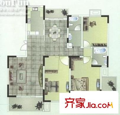 胜利广场 3室 户型图