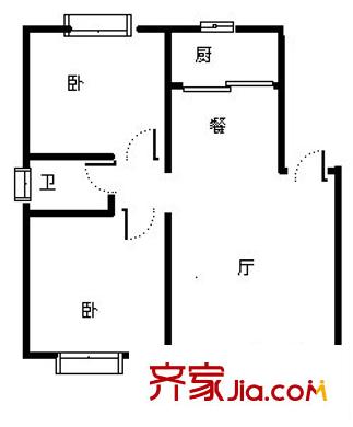 葡萄架户型图户型图 2室1厅1卫1厨