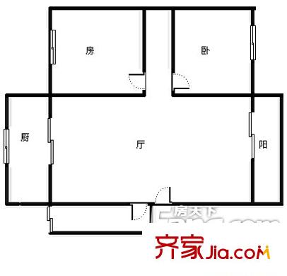 硬質(zhì)合金廠宿舍 二居室戶型圖