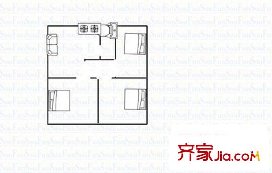 安石路保险公司宿舍 3室 户型图