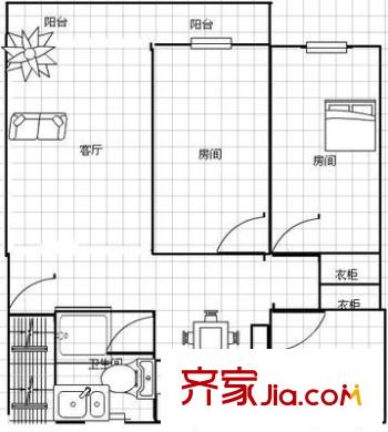 安石路保险公司宿舍 3室 户型图