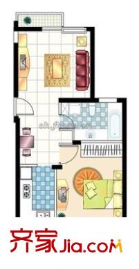 胜利广场 1室 户型图