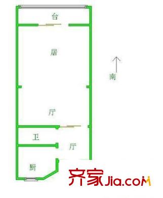 胜利广场 1室 户型图