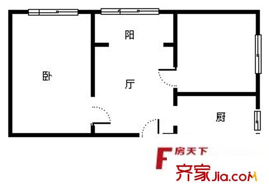 葡萄架户型图户型图 1室1厅1卫1厨