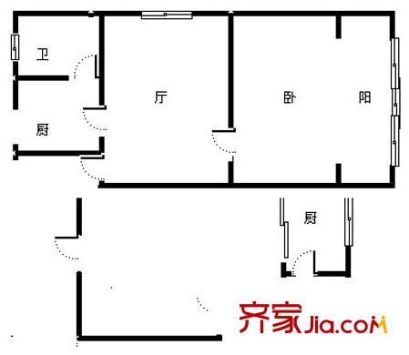 葡萄架户型图户型图 2室2厅1卫1厨