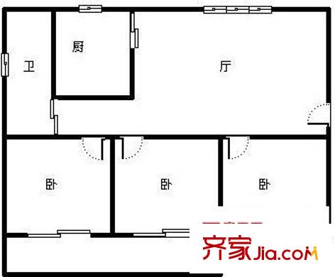 文教路二建宿舍 3室 户型图