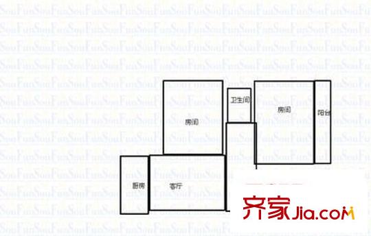 文教路二建宿舍 2室 户型图