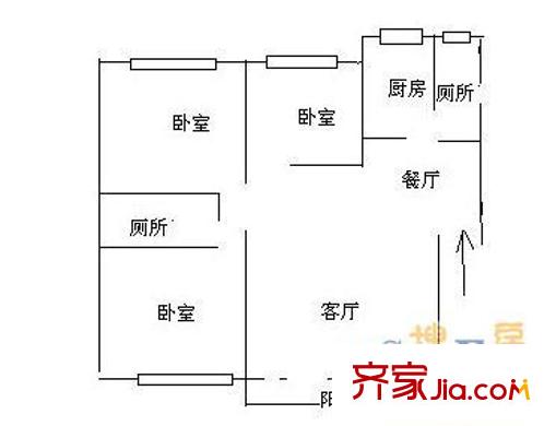 东湖书院 三居室户型图