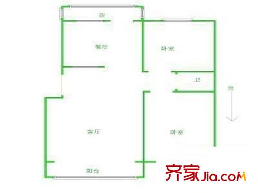 贤士二路法院宿舍户型图贤士二路18号法院宿舍 2室 户型图 2室2厅1卫1厨
