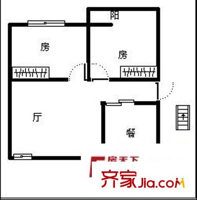 顺外路希望中学宿舍 2室 户型图