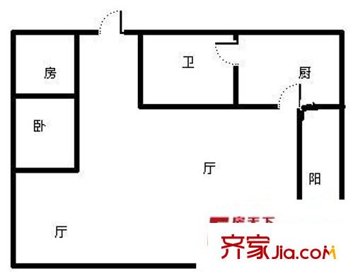 顺外路希望中学宿舍 2室 户型图