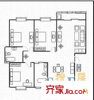 龙泽园 3室 户型图