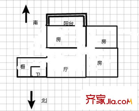 干家前巷干家大屋 3室 户型图