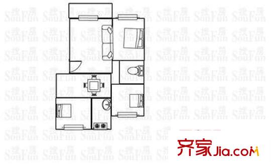 贤士翠园 3室 户型图