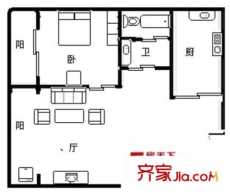衛(wèi)東花園 2室 戶型圖