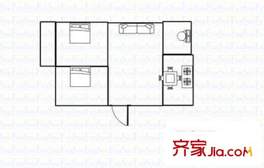 干家前巷干家大屋 2室 户型图