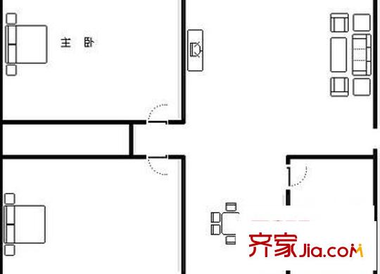 贤士翠园 2室 户型图