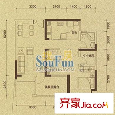 船山路船山广场 2室 户型图