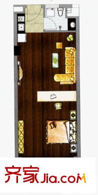 精英汇户型图一居室户型 1室1卫