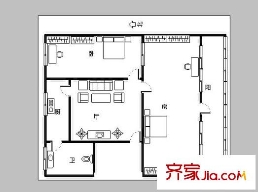 建设路通用机械厂宿舍 户型图