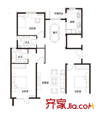 洪城路月池住宅小区 3室 户型图