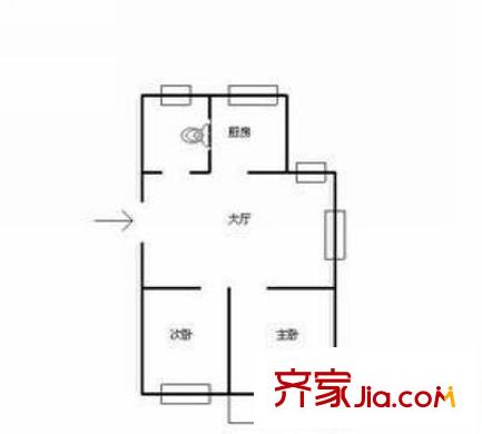 學(xué)院路教育學(xué)院宿舍 2室 戶型圖