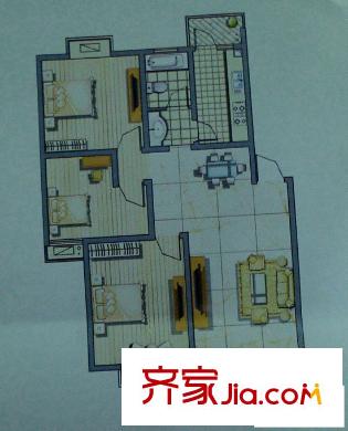 都市晴园户型图C3户型 3室2厅1卫1厨