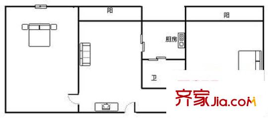 永外正街一附院宿舍 2室 户型图