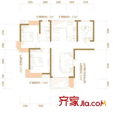 聯(lián)發(fā)君領朝陽一期7#、19#、28#高層榜眼戶型 3室2廳1衛(wèi)1廚