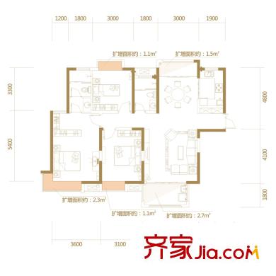 聯(lián)發(fā)君領朝陽一期7#、19#、28#高層狀元戶型 3室2廳2衛(wèi)1廚
