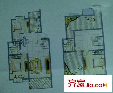 都市晴园户型图A3复式 3室2厅2卫1厨