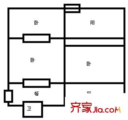 洪都中大道东航宿舍 2室 户型图
