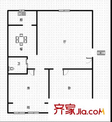 洪都中大道东航宿舍 2室 户型图