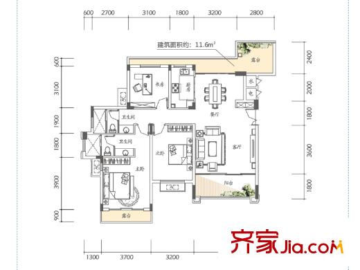 聯(lián)發(fā)君領朝陽一期多層1-6號樓六層戶型 3室2廳2衛(wèi)1廚